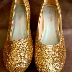 Silver Slipper Heels, 3M. Gold sequined Worn once